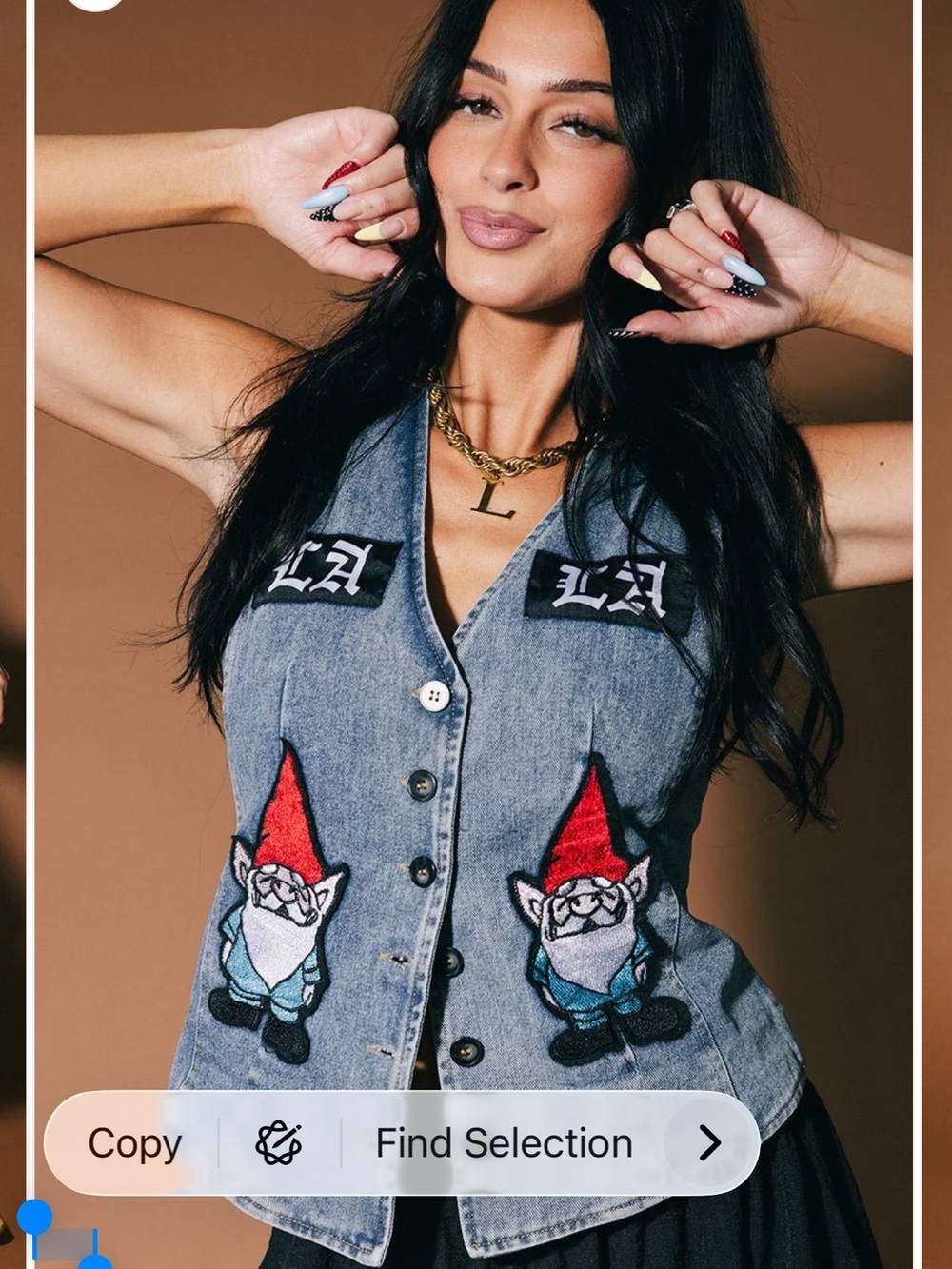 Dressed in LALA Light Blue Denim Vest with Black LA Patches